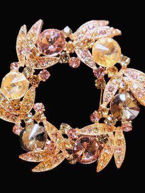 PINK & CHAMPAGNE Brooch Pin ROSY Gold Tone GIFT-BOXED NEW